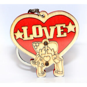 Cute Love Heart Wooden Frame Keychain